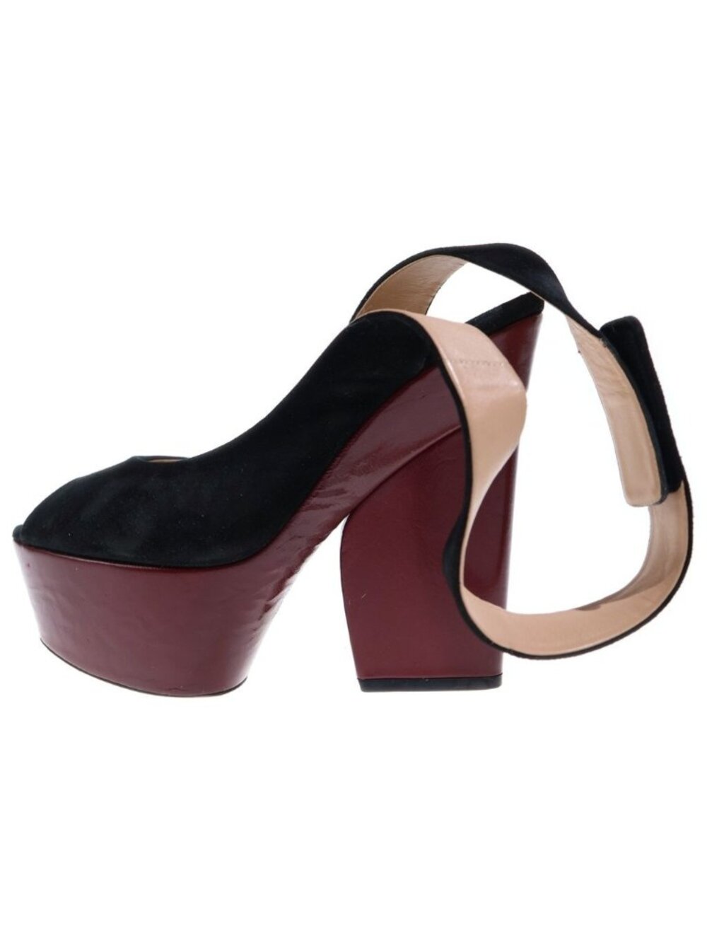 Celine Ankle Strap Peep Toes Sandals Velvet Leather High Heels Black